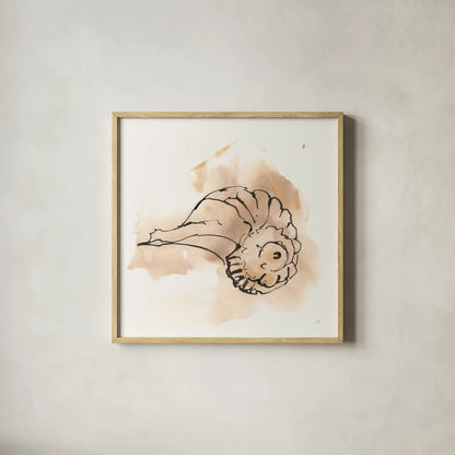 Sandy Conch II by Chris Paschke. Shown in a natural wood glass frame for a timeless modern aesthetic. Available as an archival giclee rolled canvas, fine art paper, or poster print. SKU 89510a.