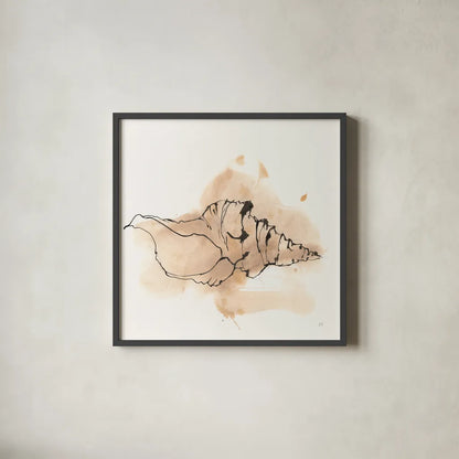 Sandy Conch III by Chris Paschke. Shown in a sleek black glass frame for a contemporary gallery look. Available as an archival giclee rolled canvas, fine art paper, or poster print. SKU 89511a.