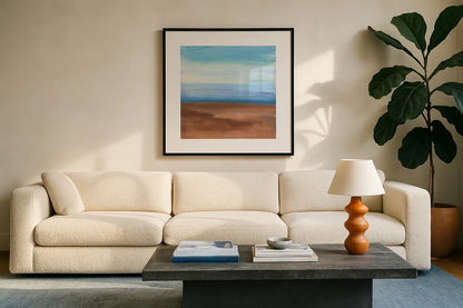 Sandy Ridge II by Chris Paschke. Displayed in a glass frame with matte in a clean modern living room. Available as an archival giclee rolled canvas, fine art paper, or poster print. SKU 65478a.