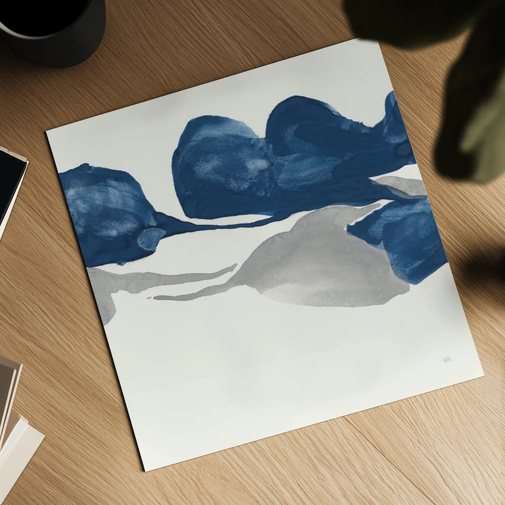 Sapphire and Gray II by Chris Paschke. Shown as a detailed flat fine art print, highlighting archival giclee quality. Available as an archival giclee rolled canvas, fine art paper, or poster print. SKU 34713a.