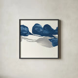 Sapphire and Gray II by Chris Paschke. Shown in a sleek black glass frame for a contemporary gallery look. Available as an archival giclee rolled canvas, fine art paper, or poster print. SKU 34713a.
