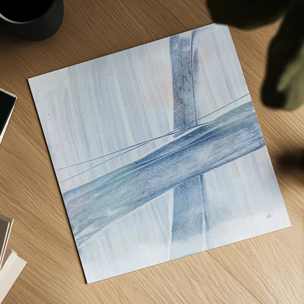 Scraped Blue I by Chris Paschke. Shown as a detailed flat fine art print, highlighting archival giclee quality. Available as an archival giclee rolled canvas, fine art paper, or poster print. SKU 99907a.