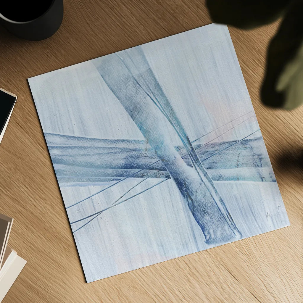 Scraped Blue II by Chris Paschke. Shown as a detailed flat fine art print, highlighting archival giclee quality. Available as an archival giclee rolled canvas, fine art paper, or poster print. SKU 99908a.