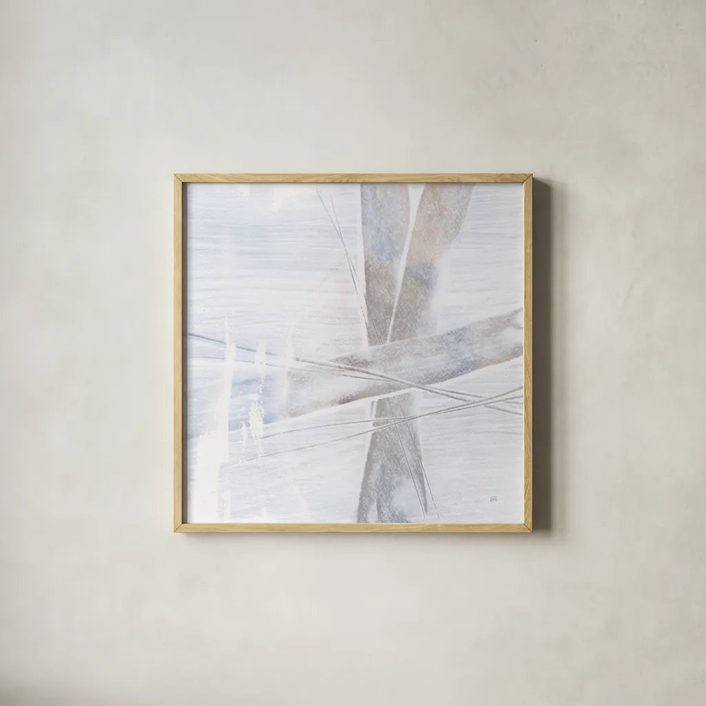 Scraped Sand I by Chris Paschke. Shown in a natural wood glass frame for a timeless modern aesthetic. Available as an archival giclee rolled canvas, fine art paper, or poster print. SKU 99905a.