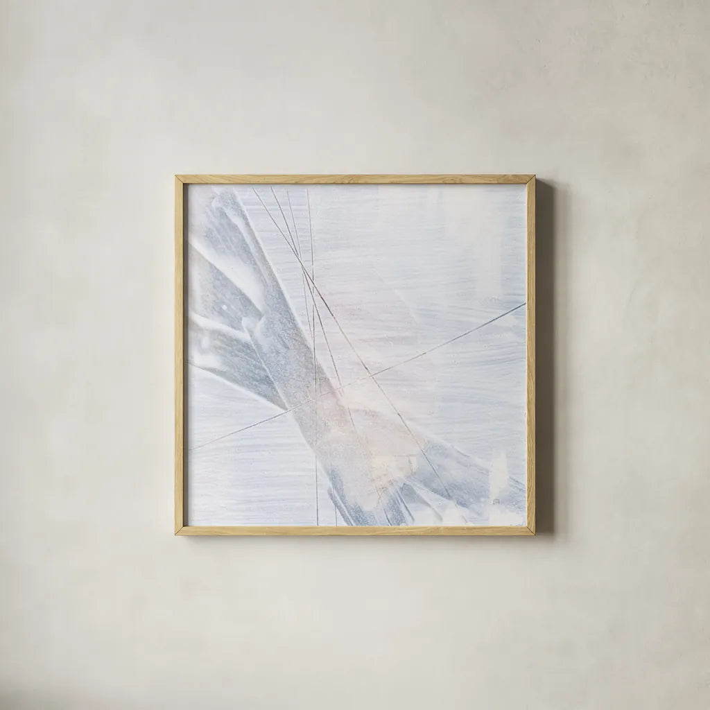 Scraped Sand II by Chris Paschke. Shown in a natural wood glass frame for a timeless modern aesthetic. Available as an archival giclee rolled canvas, fine art paper, or poster print. SKU 99906a.