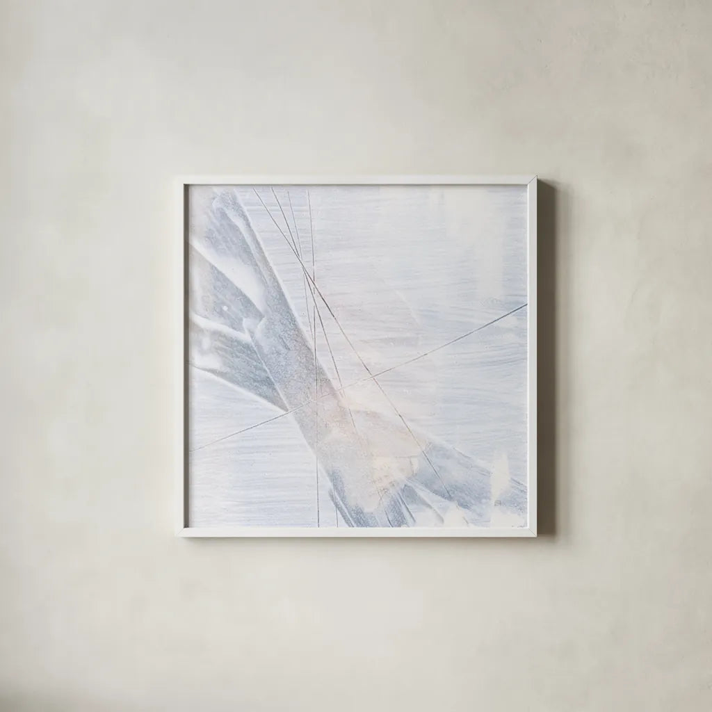 Scraped Sand II by Chris Paschke. Shown in a crisp white glass frame for a clean and minimalist style. Available as an archival giclee rolled canvas, fine art paper, or poster print. SKU 99906a.