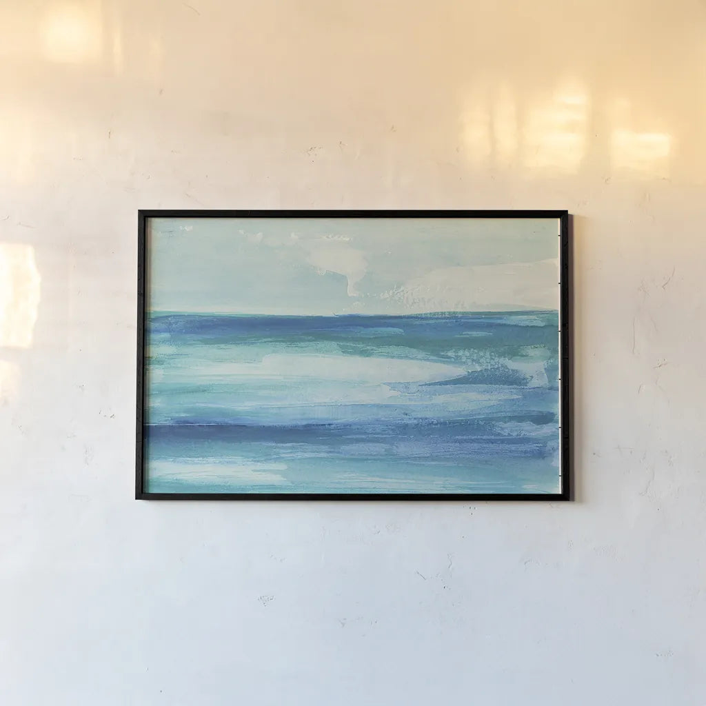 Seascape I by Chris Paschke. shown as a paper print in a black flame. Available as a archival giclee rolled canvas, fine art paper, or poster print. SKU 15139i.