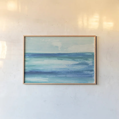 Seascape I by Chris Paschke. shown as a paper print in a natural frame. Available as a archival giclee rolled canvas, fine art paper, or poster print. SKU 15139i.