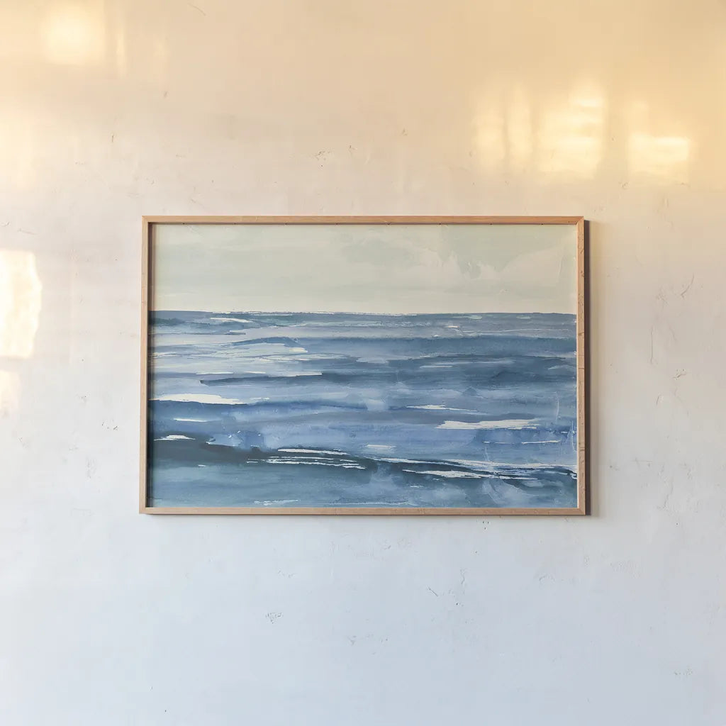 Seascape III by Chris Paschke. shown as a paper print in a natural frame. Available as a archival giclee rolled canvas, fine art paper, or poster print. SKU 14955i.