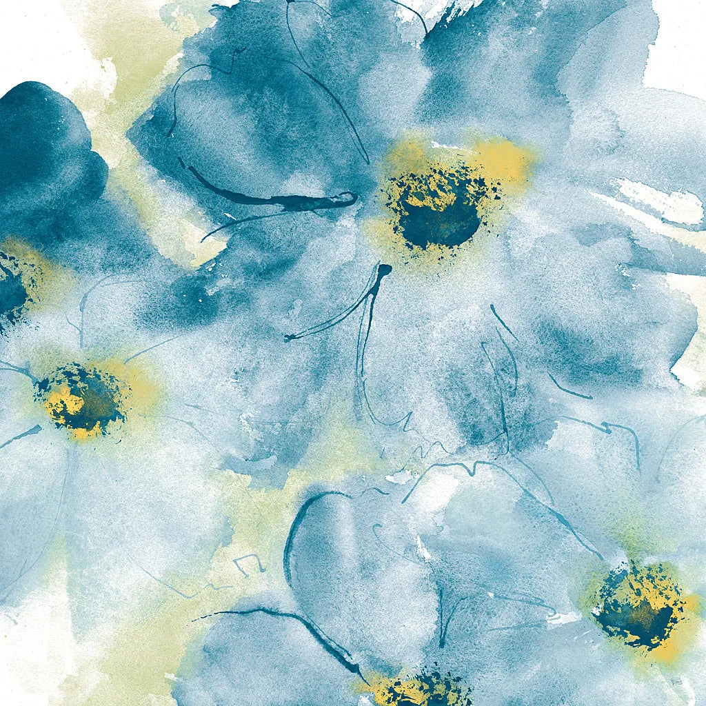 Seashell Cosmos I Blue and Yellow by Chris Paschke. SKU 31295a. Archival Giclee Fine art print for wall decor.