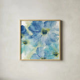 Seashell Cosmos I White by Chris Paschke. Shown in a natural wood glass frame for a timeless modern aesthetic. Available as an archival giclee rolled canvas, fine art paper, or poster print. SKU 31297a.