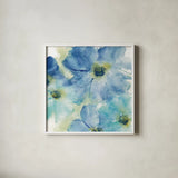 Seashell Cosmos I White by Chris Paschke. Shown in a crisp white glass frame for a clean and minimalist style. Available as an archival giclee rolled canvas, fine art paper, or poster print. SKU 31297a.