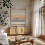 Secondary Palette II by Chris Paschke. Shown in a natural wood frame in a cozy modern living room. Available as an archival giclee rolled canvas, fine art paper, or poster print. SKU 71900a.