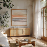Secondary Palette III by Chris Paschke. Shown in a natural wood frame in a cozy modern living room. Available as an archival giclee rolled canvas, fine art paper, or poster print. SKU 71901a.