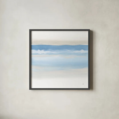 Serenity Sea I by Chris Paschke. Shown in a sleek black glass frame for a contemporary gallery look. Available as an archival giclee rolled canvas, fine art paper, or poster print. SKU 85755a.