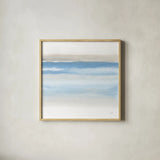 Serenity Sea II by Chris Paschke. Shown in a natural wood glass frame for a timeless modern aesthetic. Available as an archival giclee rolled canvas, fine art paper, or poster print. SKU 85756a.