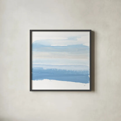 Serenity Sea III by Chris Paschke. Shown in a sleek black glass frame for a contemporary gallery look. Available as an archival giclee rolled canvas, fine art paper, or poster print. SKU 85757a.