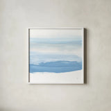 Serenity Sea IV by Chris Paschke. Shown in a crisp white glass frame for a clean and minimalist style. Available as an archival giclee rolled canvas, fine art paper, or poster print. SKU 85758a.