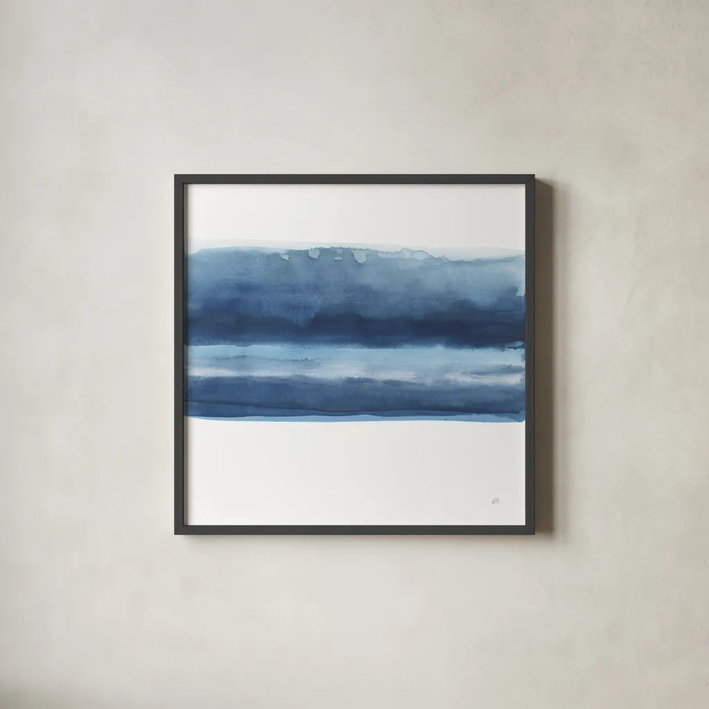 Serenity Sea V by Chris Paschke. Shown in a sleek black glass frame for a contemporary gallery look. Available as an archival giclee rolled canvas, fine art paper, or poster print. SKU 85759a.
