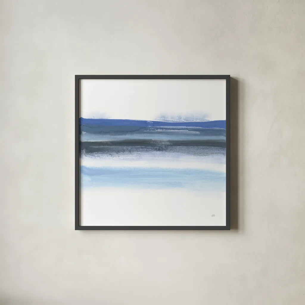 Shaded Blues IV by Chris Paschke. Shown in a sleek black glass frame for a contemporary gallery look. Available as an archival giclee rolled canvas, fine art paper, or poster print. SKU 74377a.