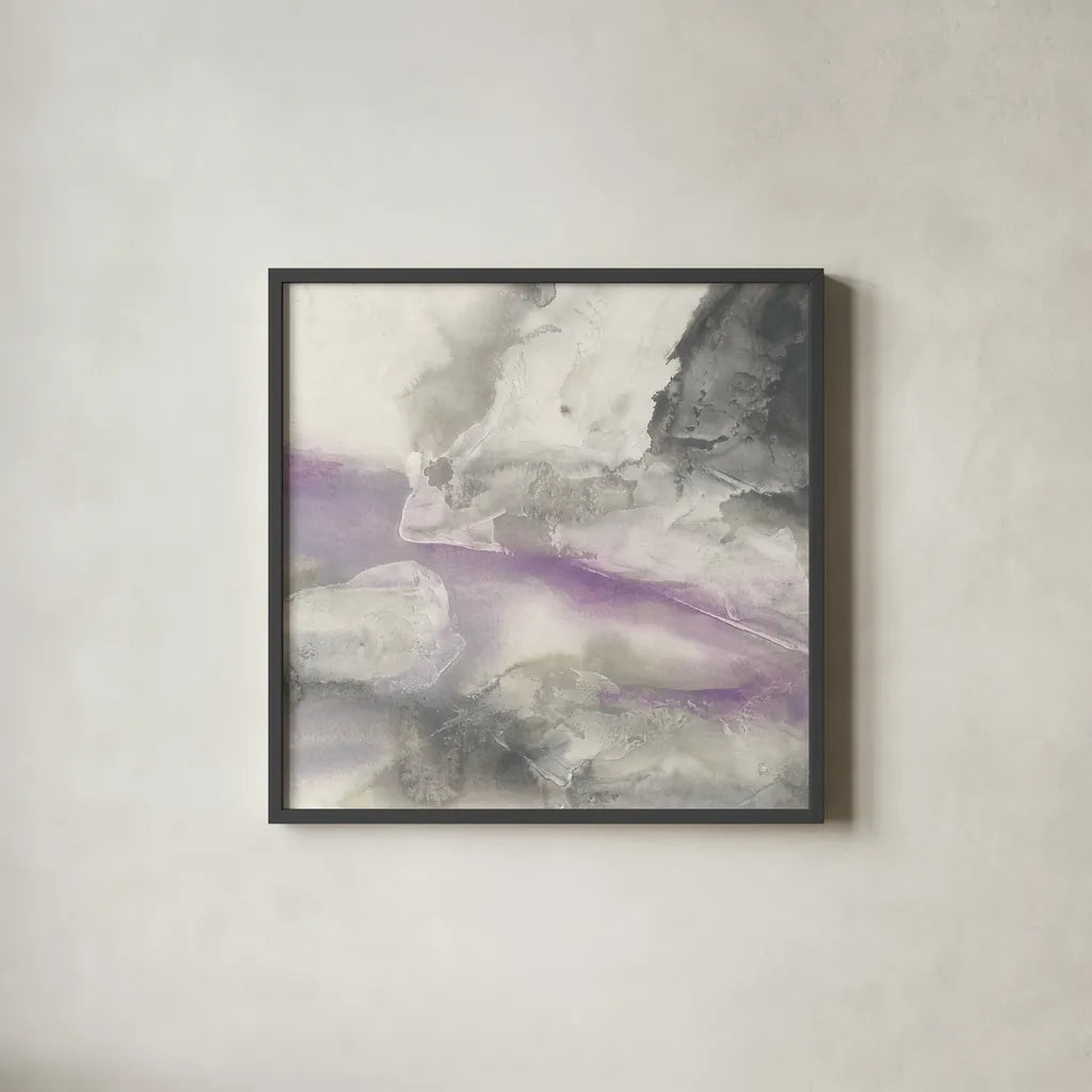 Shades of Amethyst II by Chris Paschke. Shown in a sleek black glass frame for a contemporary gallery look. Available as an archival giclee rolled canvas, fine art paper, or poster print. SKU 35266a.