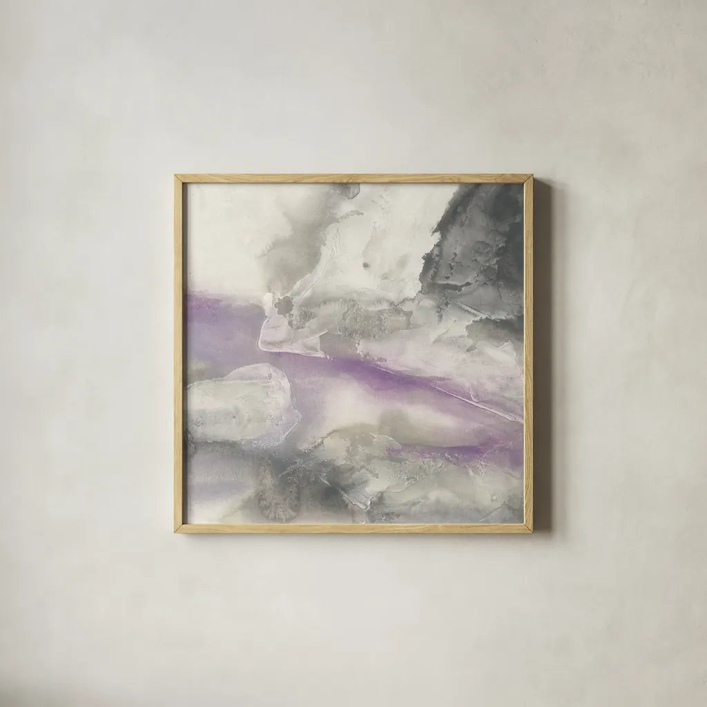 Shades of Amethyst II by Chris Paschke. Shown in a natural wood glass frame for a timeless modern aesthetic. Available as an archival giclee rolled canvas, fine art paper, or poster print. SKU 35266a.