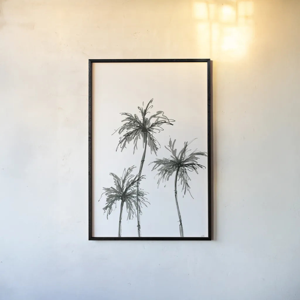 Shadow Palms I by Chris Paschke. shown as a paper print in a black flame. Available as a archival giclee rolled canvas, fine art paper, or poster print. SKU 78870h.