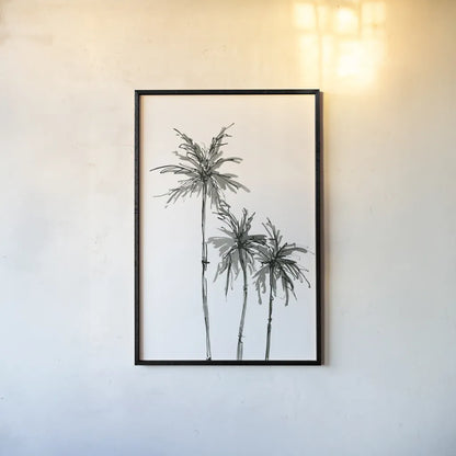 Shadow Palms II by Chris Paschke. shown as a paper print in a black flame. Available as a archival giclee rolled canvas, fine art paper, or poster print. SKU 78871h.