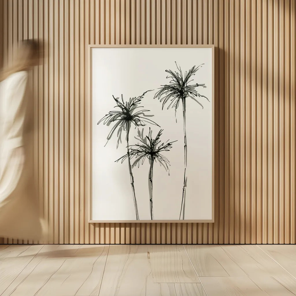 Shadow Palms IV by Chris Paschke. shown as over sized large wall art. Available as an archival giclee rolled canvas, fine art paper, or poster print. SKU 78873h.