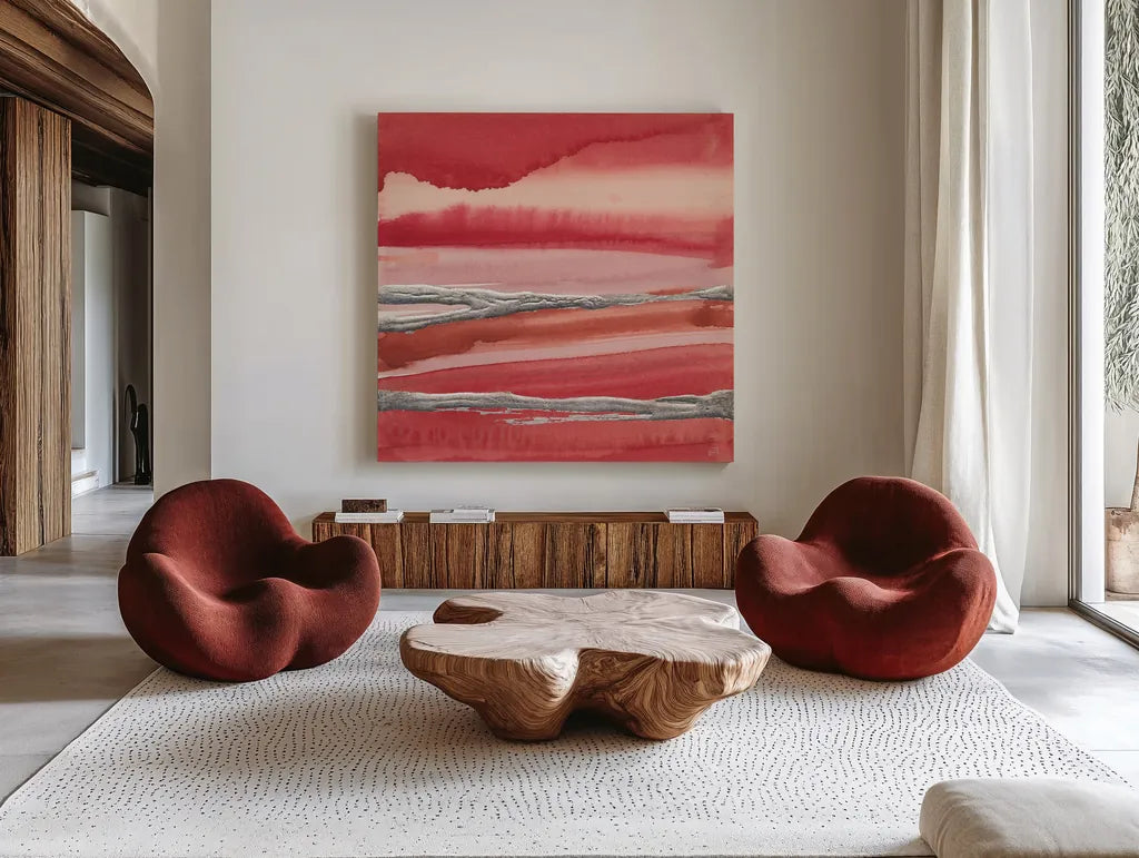 Silver Marsh by Chris Paschke. Shown as extra-large giant wall art in a modern living room. Available as an archival giclee rolled canvas, fine art paper, or poster print. SKU 26754a.