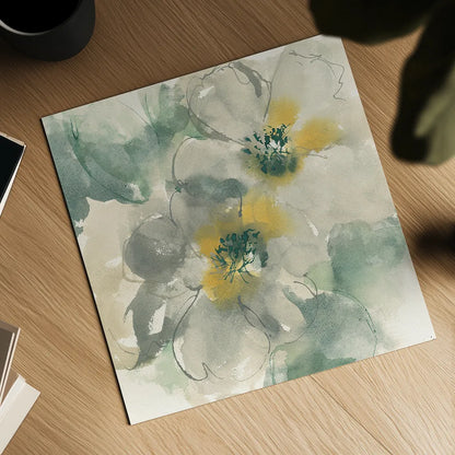 Silver Quince I by Chris Paschke. Shown as a detailed flat fine art print, highlighting archival giclee quality. Available as an archival giclee rolled canvas, fine art paper, or poster print. SKU 24355a.