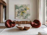 Silver Quince I on White by Chris Paschke. Shown as extra-large giant wall art in a modern living room. Available as an archival giclee rolled canvas, fine art paper, or poster print. SKU 31319a.