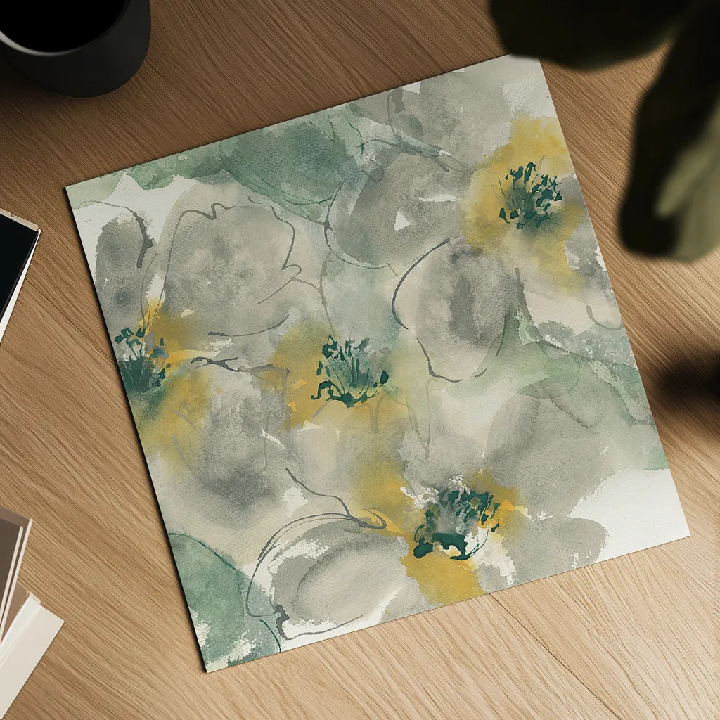 Silver Quince II by Chris Paschke. Shown as a detailed flat fine art print, highlighting archival giclee quality. Available as an archival giclee rolled canvas, fine art paper, or poster print. SKU 24356a.