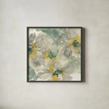 Silver Quince II by Chris Paschke. Shown in a sleek black glass frame for a contemporary gallery look. Available as an archival giclee rolled canvas, fine art paper, or poster print. SKU 24356a.