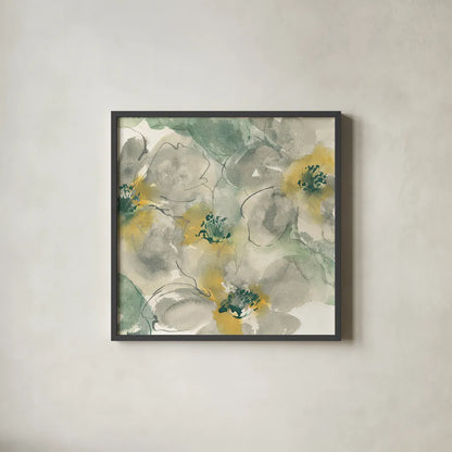 Silver Quince II by Chris Paschke. Shown in a sleek black glass frame for a contemporary gallery look. Available as an archival giclee rolled canvas, fine art paper, or poster print. SKU 24356a.