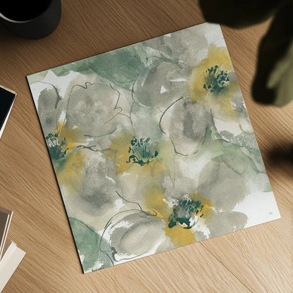 Silver Quince II on White by Chris Paschke. Shown as a detailed flat fine art print, highlighting archival giclee quality. Available as an archival giclee rolled canvas, fine art paper, or poster print. SKU 31320a.