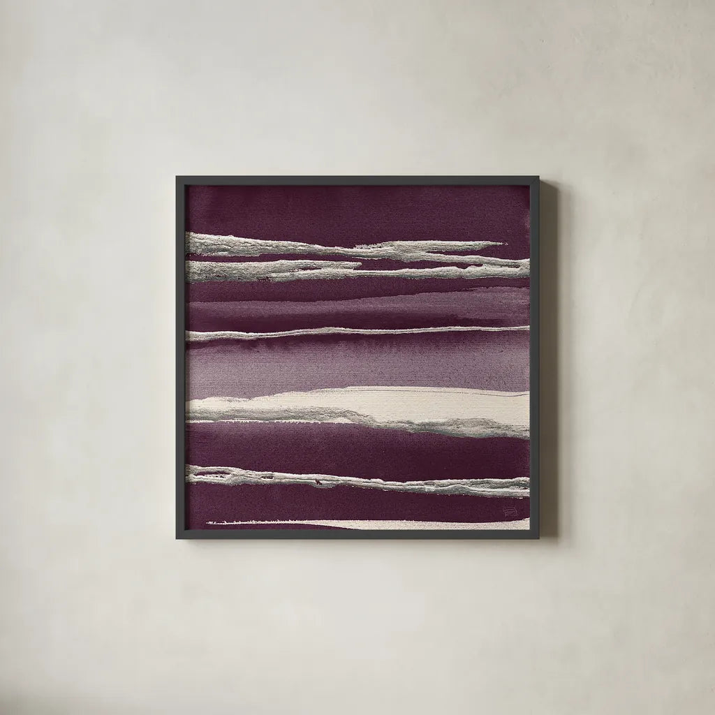 Silver Rose I Purple by Chris Paschke. Shown in a sleek black glass frame for a contemporary gallery look. Available as an archival giclee rolled canvas, fine art paper, or poster print. SKU 27432a.