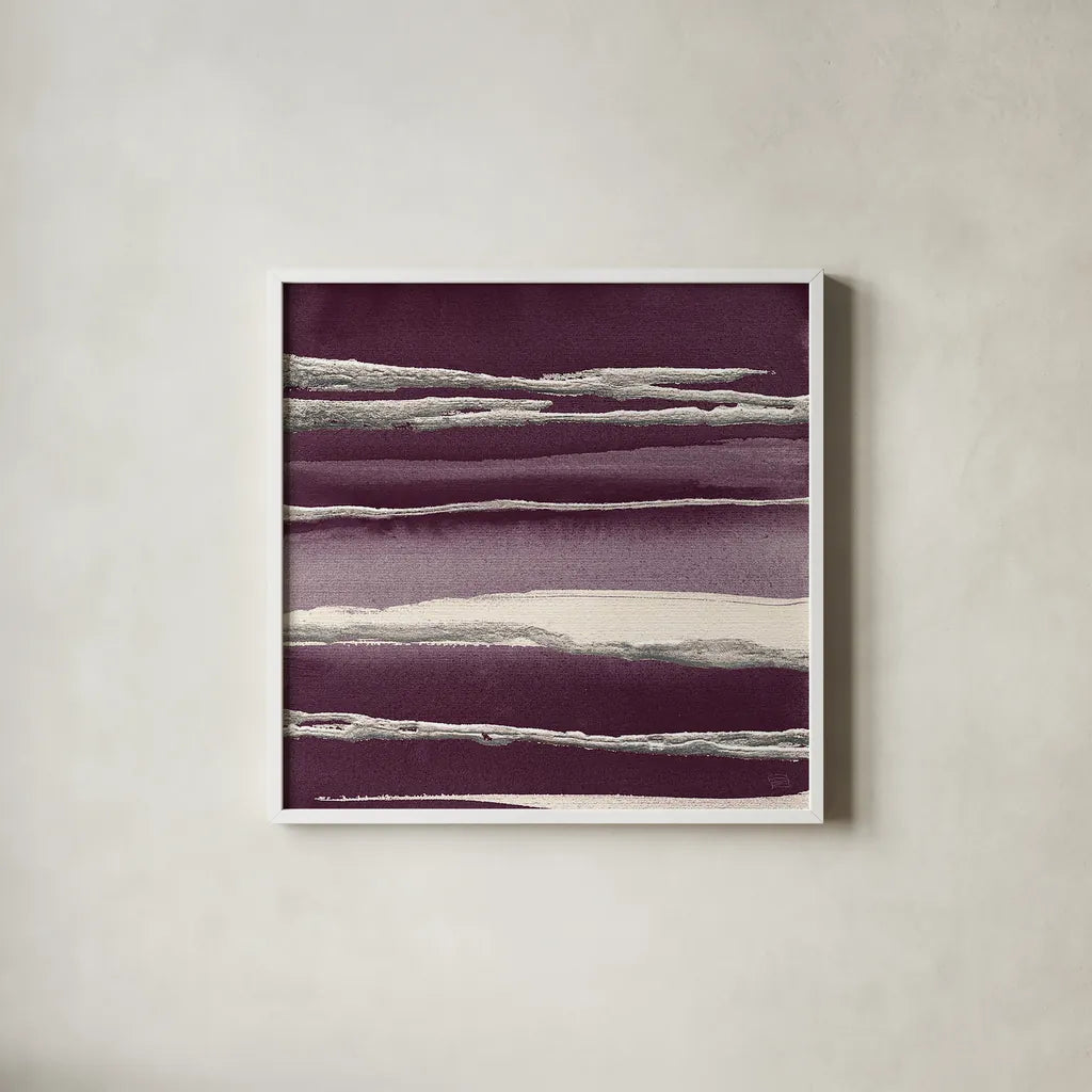 Silver Rose I Purple by Chris Paschke. Shown in a crisp white glass frame for a clean and minimalist style. Available as an archival giclee rolled canvas, fine art paper, or poster print. SKU 27432a.