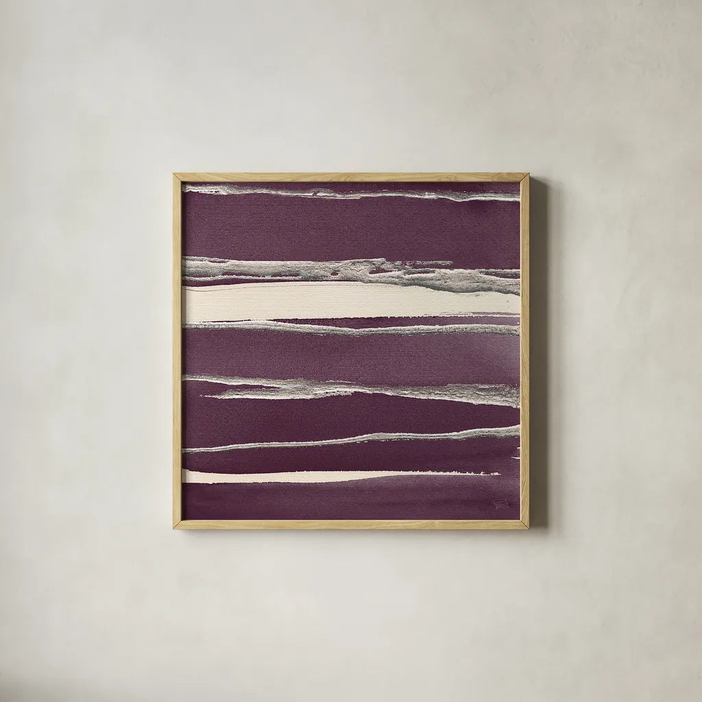 Silver Rose II Purple by Chris Paschke. Shown in a natural wood glass frame for a timeless modern aesthetic. Available as an archival giclee rolled canvas, fine art paper, or poster print. SKU 27433a.