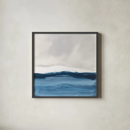 Silver Sea II by Chris Paschke. Shown in a sleek black glass frame for a contemporary gallery look. Available as an archival giclee rolled canvas, fine art paper, or poster print. SKU 84581a.