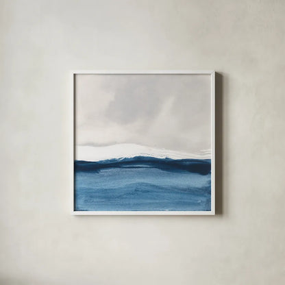 Silver Sea II by Chris Paschke. Shown in a crisp white glass frame for a clean and minimalist style. Available as an archival giclee rolled canvas, fine art paper, or poster print. SKU 84581a.