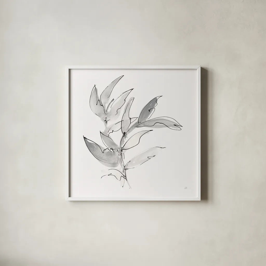 Simple Grey I by Chris Paschke. Shown in a crisp white glass frame for a clean and minimalist style. Available as an archival giclee rolled canvas, fine art paper, or poster print. SKU 92781a.