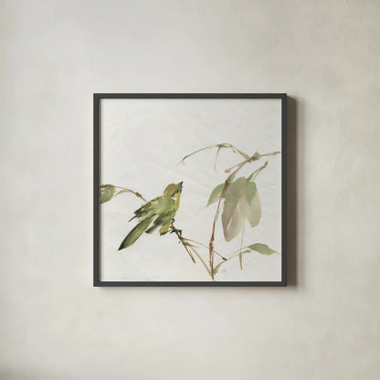 Sisken by Chris Paschke. Shown in a sleek black glass frame for a contemporary gallery look. Available as an archival giclee rolled canvas, fine art paper, or poster print. SKU 23943a.