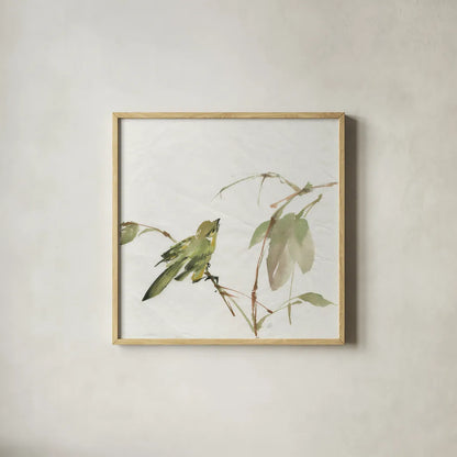 Sisken by Chris Paschke. Shown in a natural wood glass frame for a timeless modern aesthetic. Available as an archival giclee rolled canvas, fine art paper, or poster print. SKU 23943a.