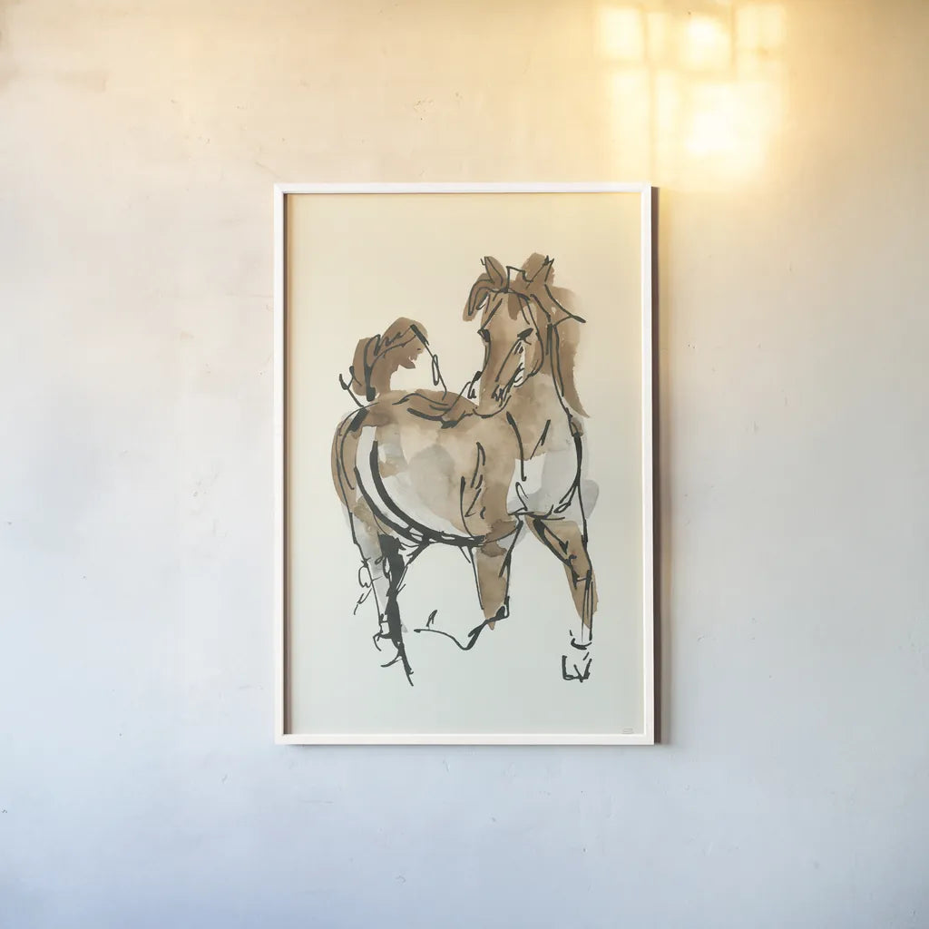 Sketchy Horse V by Chris Paschke. shown as a paper print in a white frame. Available as a archival giclee rolled canvas, fine art paper, or poster print. SKU 49927h.