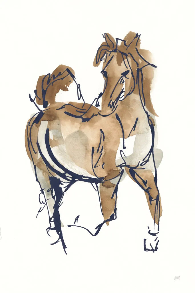 Sketchy Horse V Navy by Chris Paschke. SKU 56046h. Archival Giclee Fine art print for wall decor.