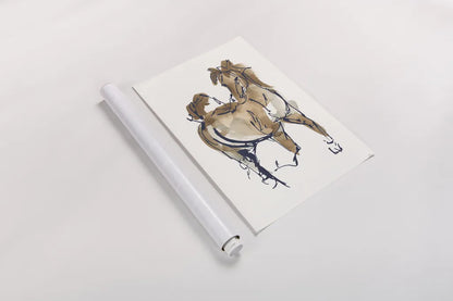 Sketchy Horse V Navy by Chris Paschke. shown as a rolled paper print. Available as archival giclee rolled canvas, fine art paper, or poster print. SKU 56046h.