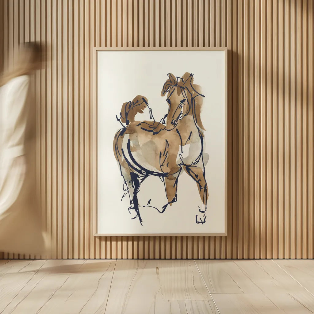 Sketchy Horse V Navy by Chris Paschke. shown as over sized large wall art. Available as an archival giclee rolled canvas, fine art paper, or poster print. SKU 56046h.