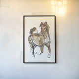Sketchy Horse V Navy by Chris Paschke. shown as a paper print in a black flame. Available as a archival giclee rolled canvas, fine art paper, or poster print. SKU 56046h.
