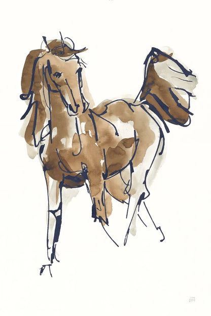 Sketchy Horse VI Navy by Chris Paschke. SKU 56047h. Archival Giclee Fine art print for wall decor.